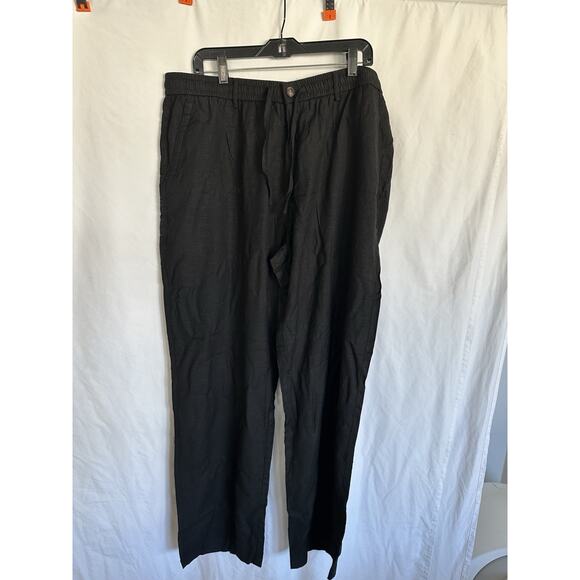 Men's Casual Cotton Linen Pants Elastic Waist Drawstring Beach Size XL/32L - Picture 1 of 4